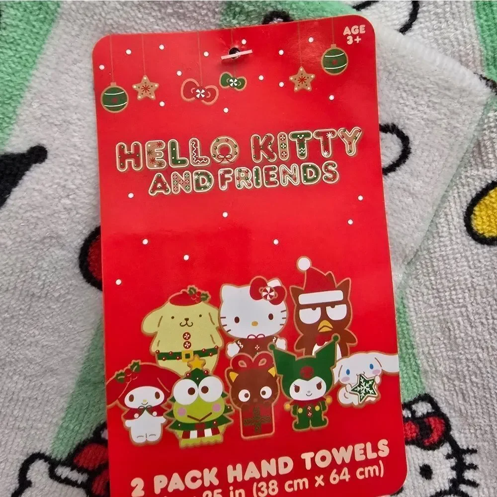 Nwt Christmas 2pc Hello Kitty Hand Towels Set, 15